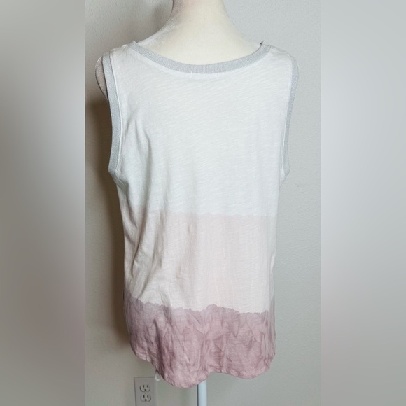 Suzy D London Sleeveless Linen/ Cotton Top in White and Pink | size M - Picture 3 of 6